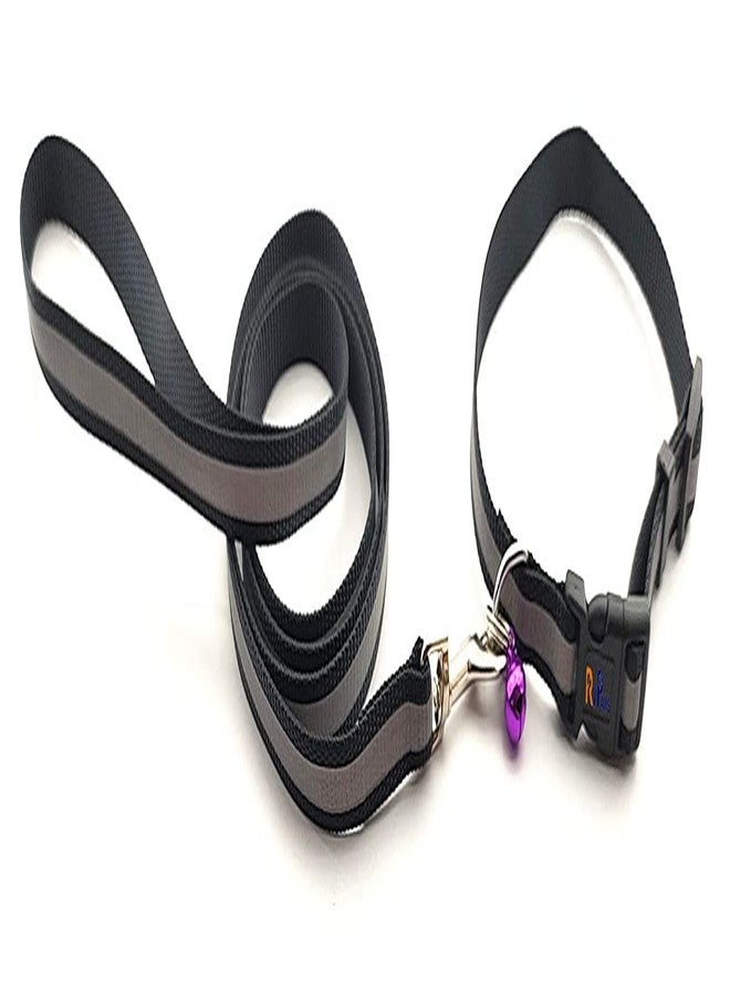 Pups&Pets pet Reflective Safety Neck Collar with Leash Set with Bell Adjustable Collar and Leash 15 MM for Puppy, cat and Kitten (Black) - Image 4